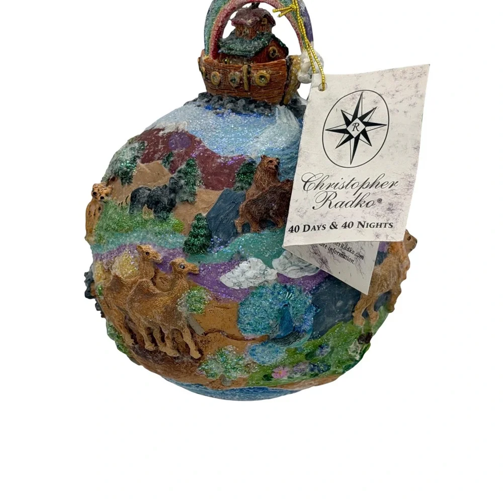 Christopher Radko 40 Days & 40 Nights Noahs Ark Christmas Ornament Rainbow Globe